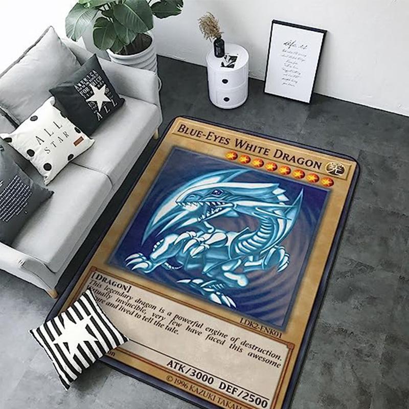 Alfombra Dragón Blanco de Ojo Azul para Sala de Estar Antideslizante Dormitorio Mesita de Noche Área de Sofá Alfombra de Piso Suave Grande Decoración del Hogar