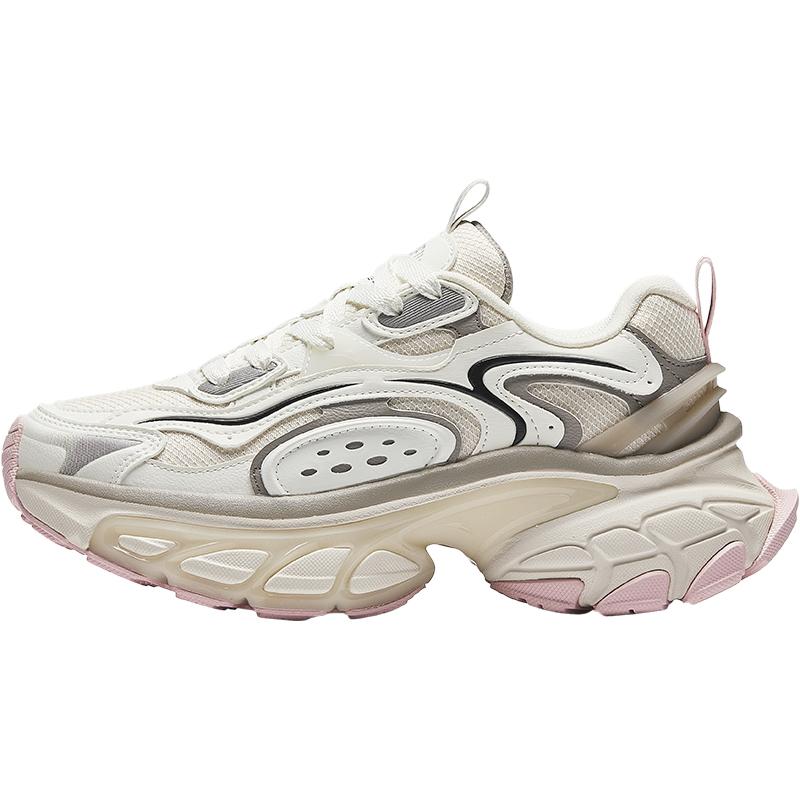 Anta Kids Synthetic Leather Mesh Comfortable Versatile Lightweight Shock Absorption Low-Top Running Shoes Men running shoes White Gray 322448815-2