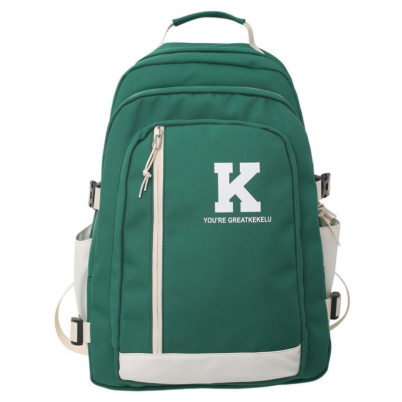 K Durable Letter Nylon Backpack With Laptop Compartment For School And Commuting