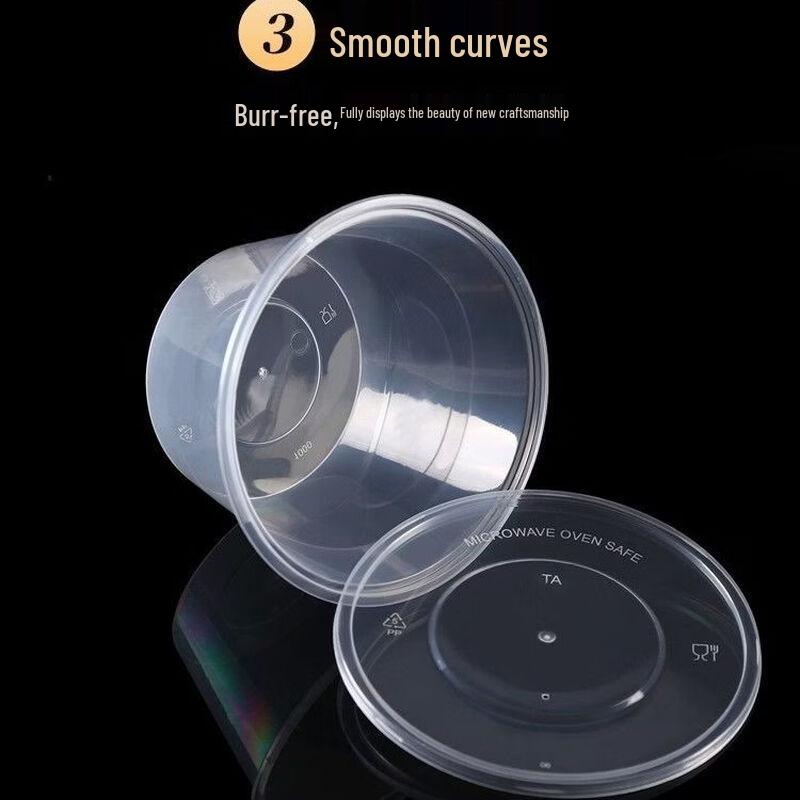 Handun Disposable Round Plastic Food Containers with Lids (300 Sets)