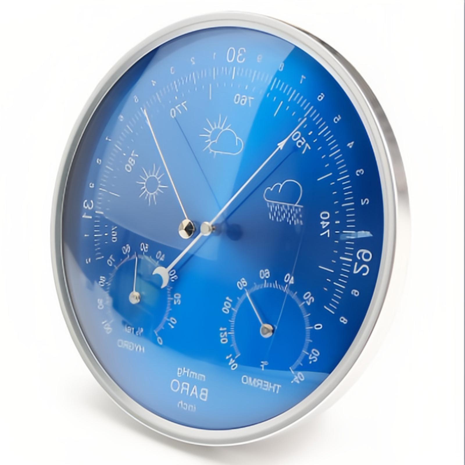 Wall Mounted Blue Metal Anemometer Hygrometer for Live Dampness Following and Weather Forecasting 1