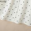 ZANZEA Women Splice Doll Collar Casual Long Sleeve Polka Dot Print Blouse
