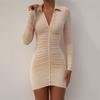 Sexy Spice Lapel Tights 2 Summer New Single-breasted Cardigan Pleated Dress