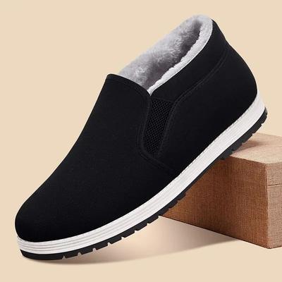 Winter Herren Old Beijing Stoffschuhe Rutschfest Einfarbig Fleecefutter Verdickte Baumwollschuhe High Top Warme Stiefel