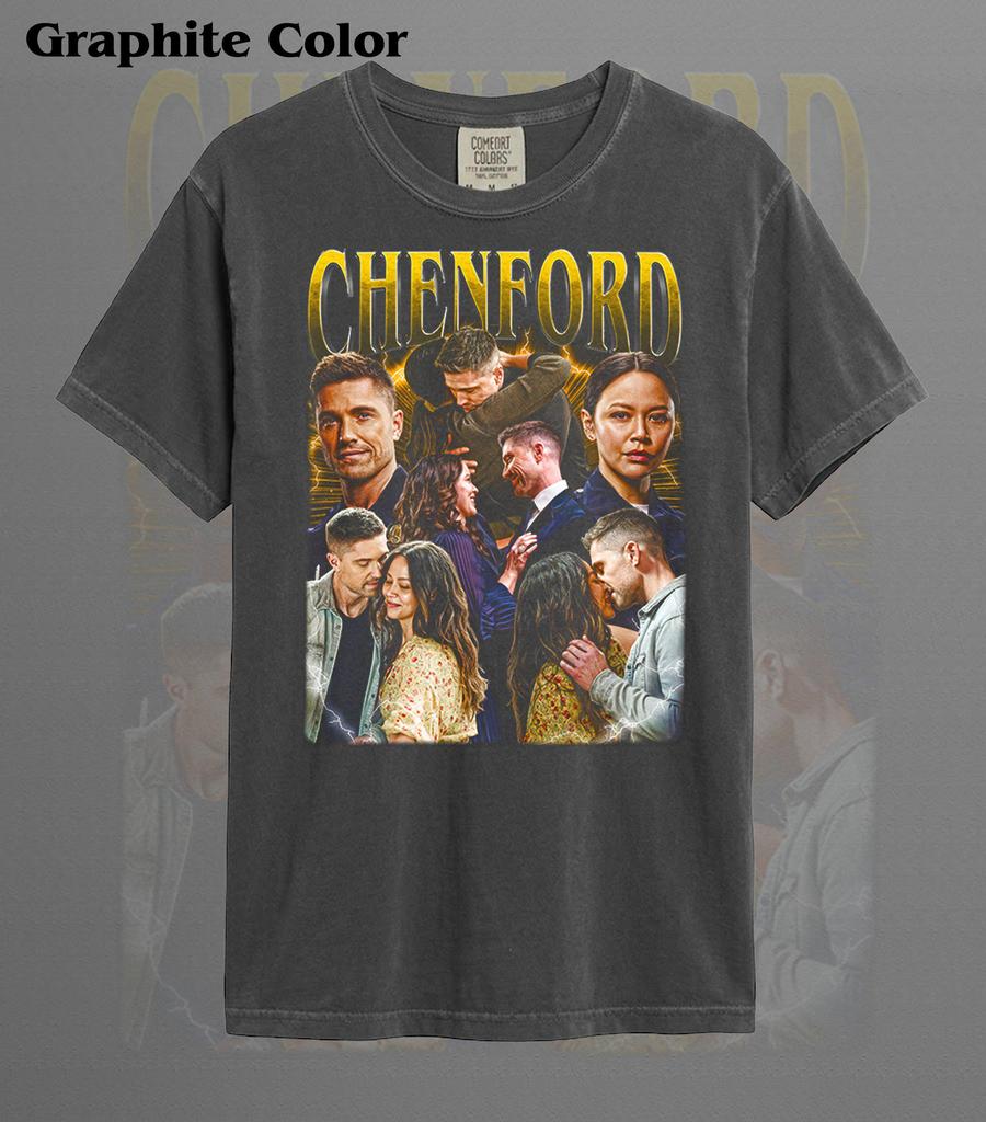 Chenford T-Shirt, Tim Bradford Lucy Chen, The Rookie TV-Serie Fan Merch, Retro Grafik-T-ShirtID