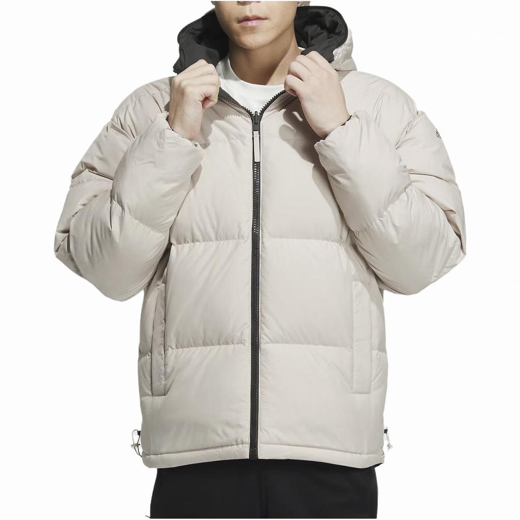 Adidas Reversible Double-Sided Wear Long Sleeve Down Jacket With Back Logo Print Men Outerwear Light-Khaki Black IS0371