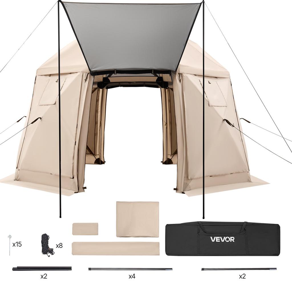 VEVOR Pop up Gazebo Screen Tent, 3.6x3.6 m, 13-Sided Spherical Camping Canopy Tent with Removable Top & Carry Bag, Quick-Set & Bite-Proof
