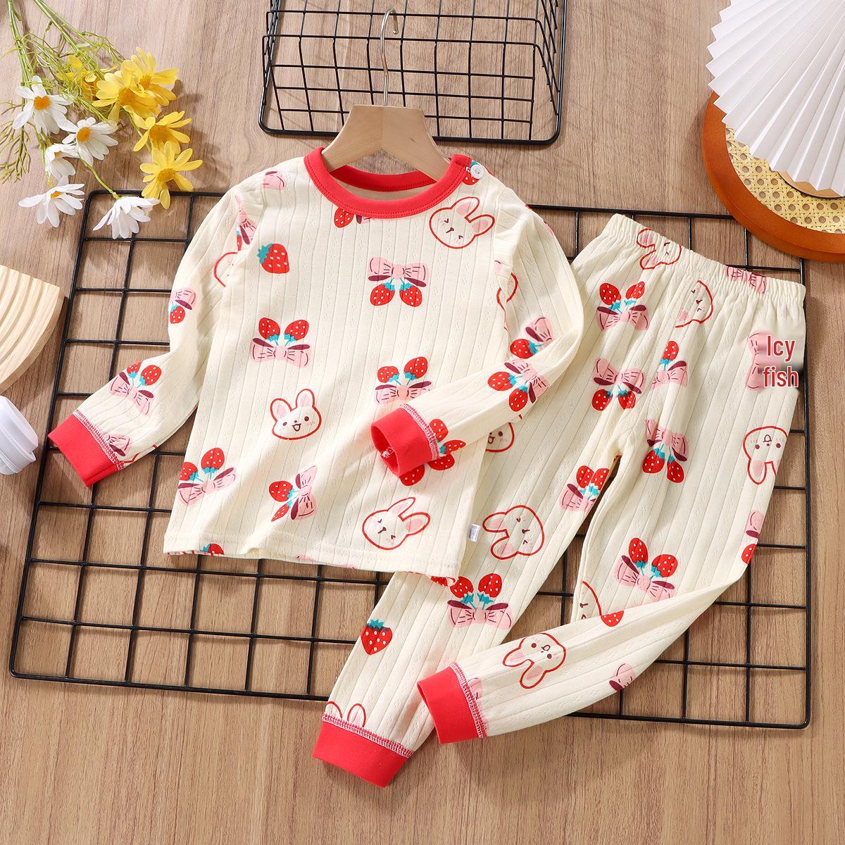 

Детский пижамный комплект из хлопка с длинным рукавом на 2023 год - Осенняя одежда для мальчиков и девочек с брюками двойного слоя 140 cm