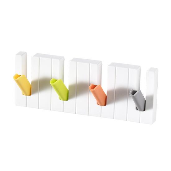 Piano Keys Wall Hooks Wall Mounted Organzier with 4 Hooks Adhesive Piano Design Entryway Hooks for Keys Hats Umbrellas Clothes Bathroom Kitchen разноцветный 609₽