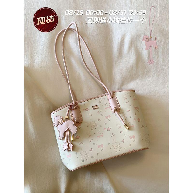 

South Style Chio2nd Bread Puppy Cloud Roaming Tote Bag Female Work Clothing Large Capacity Satchel Shoulder Bag Pink White