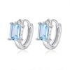 S925 Sterling Silver Square Crystal Ear Buckles Natural Color Gem Minimalist Luxury Fashion Earring Temperament Fine Jewelry For Women