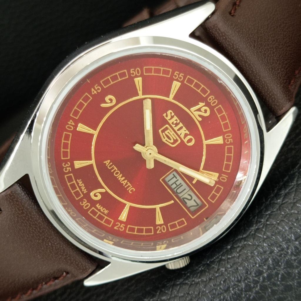 SEIKO 5 AUTOMATIC 7009A VINTAGE REFURBISHED JAPAN MENS RED DIAL WATCH a445394-1