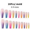 20 Pieces/box DIY Full Coverage Fake Nail Tips Fake Nails Rainbow Gradient Candy Color Trapezoid Fake Nails Super Long Ballet Wear-resistant Nails