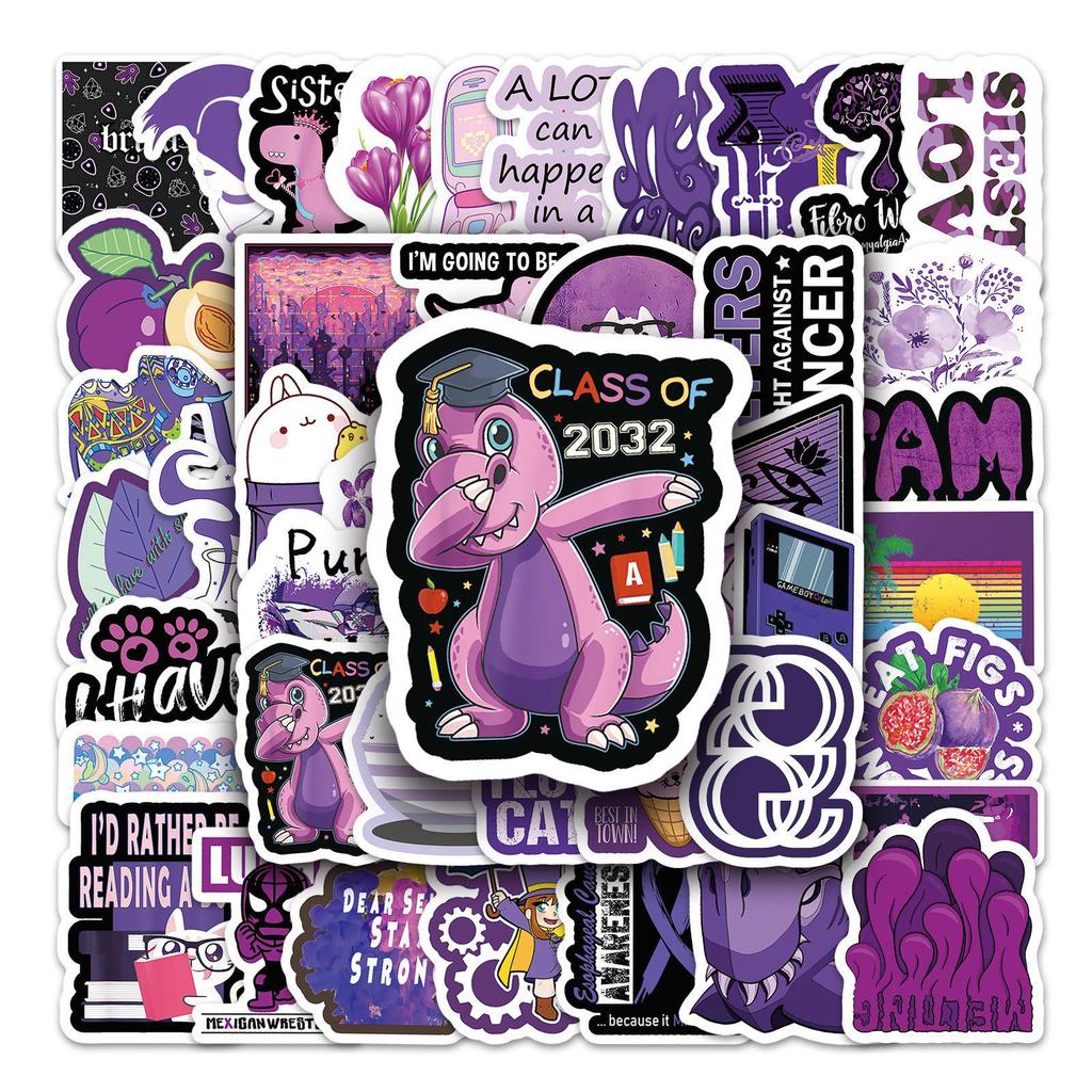 64 Unique Waterproof Purple Stickers for Scooters, Suitcases, Cars, and Phones