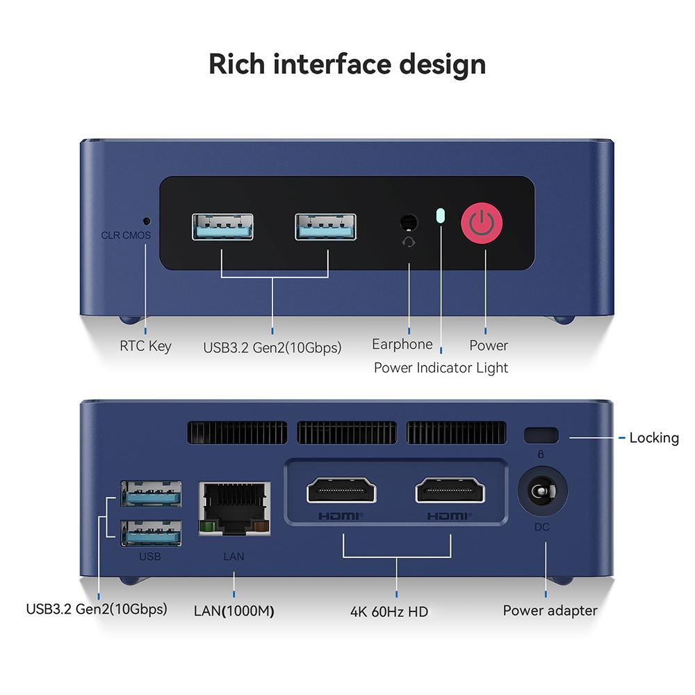Beelink Min S12 Pro N100 Mini PC Win11 Pro Support 4K Wifi6 1000M LAN Desktop Mini Computer