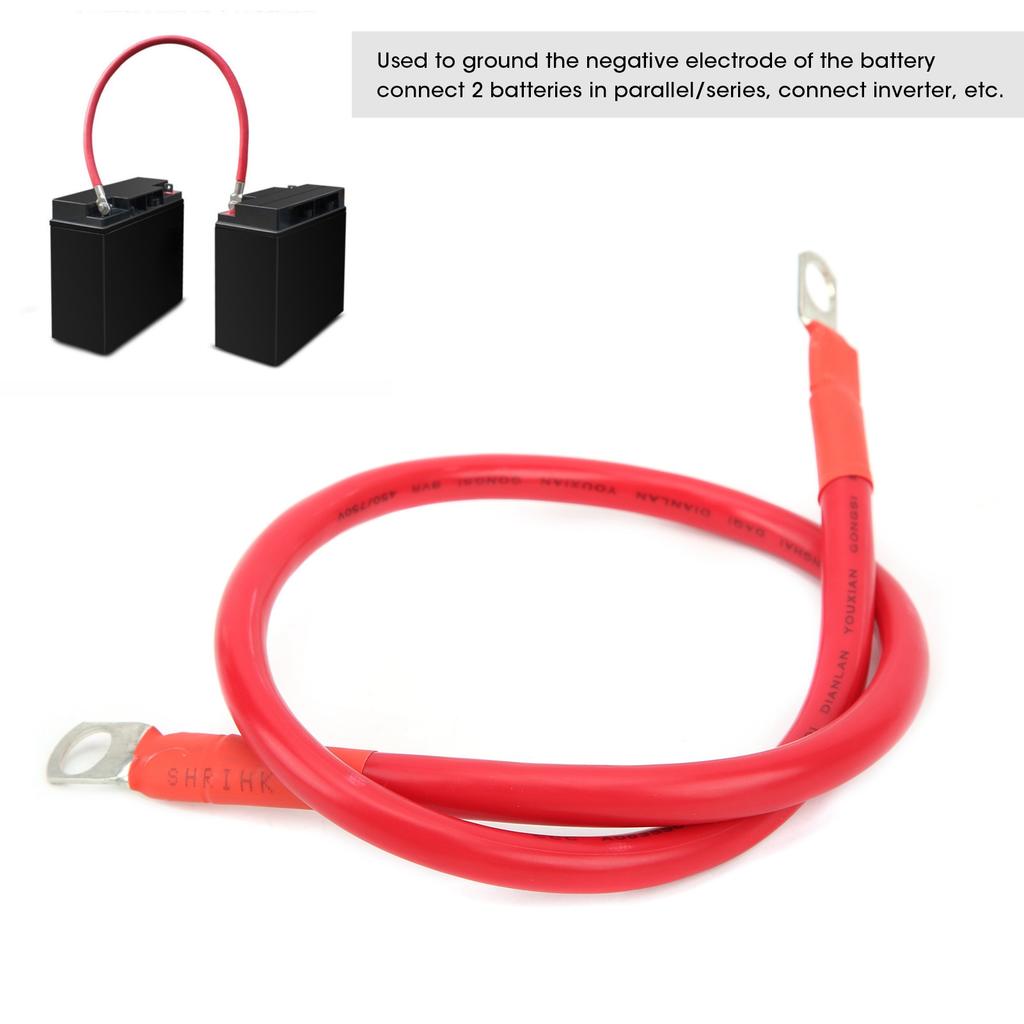 23.6in Ground Wire 4AWG 25mm² 150A High Toughness Earth Cable for Battery Inverter Holder