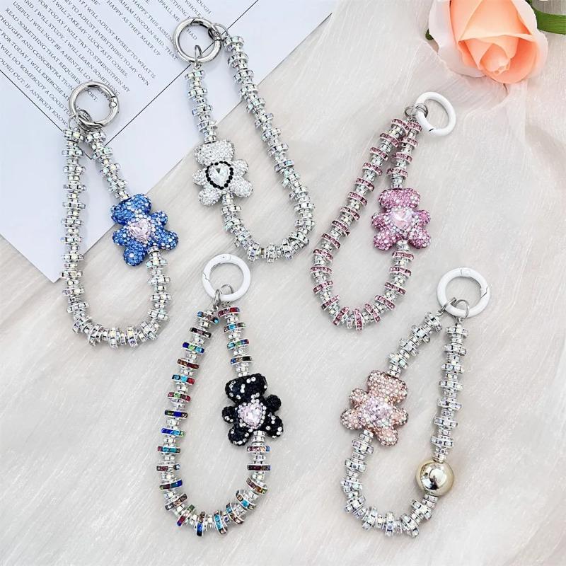 Love Bear Mobile Phone Lanyard Short Handheld Phone Chain Female Wrist Hanging Chain Flash Female