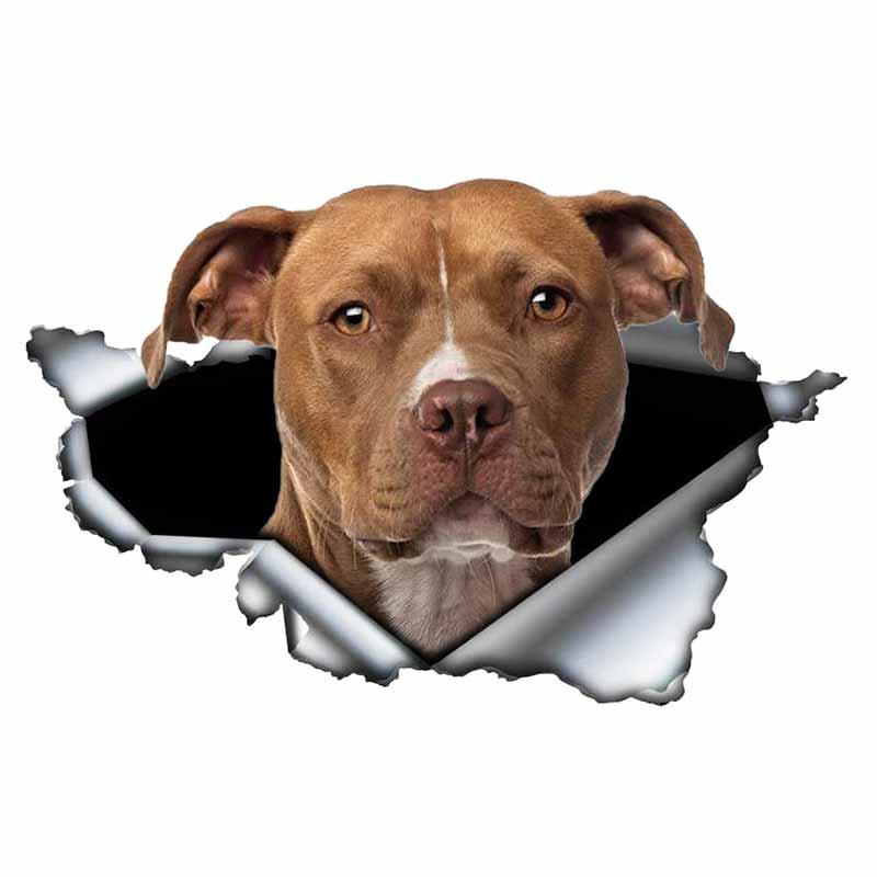 Aufkleber Blauer Pitbull Autoaufkleber Kreativer Zerrissener Metallaufkleber Wasserdichtes Autostyling Haustier Autodekoration