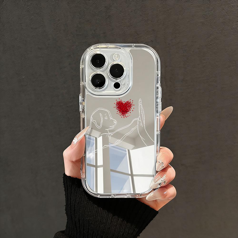 Love For You Couple INS Phone Case For iPhone 17 16 15 14 13 12 11 Pro Max XS X XR 7 8 Plus Make Up Mirror Shockproof Soft Cover iPhone 7