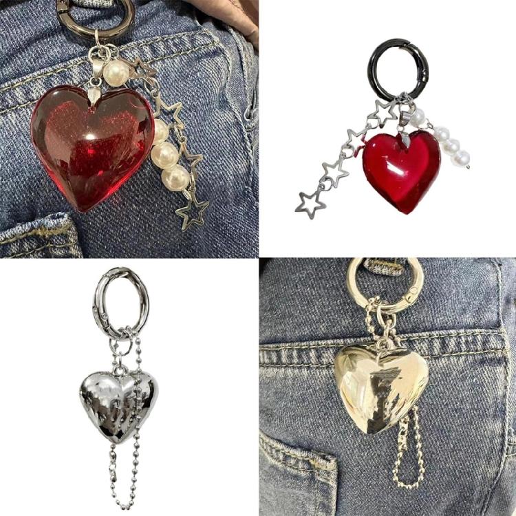 Elegant Heart Key Rings Bag Decoration Alloy Keychain Jewelry for Bags Car Keys