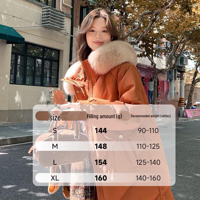 Yalu Women's Hooded Long Duck Down Jacket with Large Fur Collar