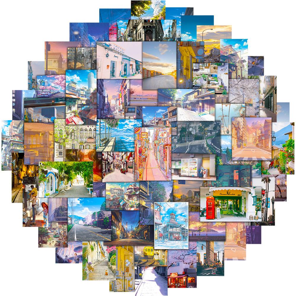 10/30/50pcs Cartoon Anime Street View Stickers Aesthetic Graffiti Notebook Phone Suitcase Diary Cute Decoration Sticker Toy Gift