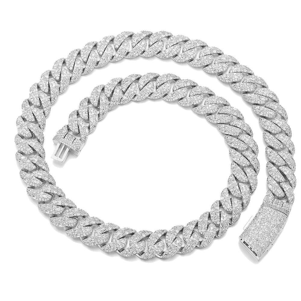 

Hip Hop Rap Hot Sale Copper Inlaid with Diamonds Zircon Bubble Cuban Necklace 11mm Personality Trendy Brand Jewelry Accessories Bracelet 7inch (length about 18cm)