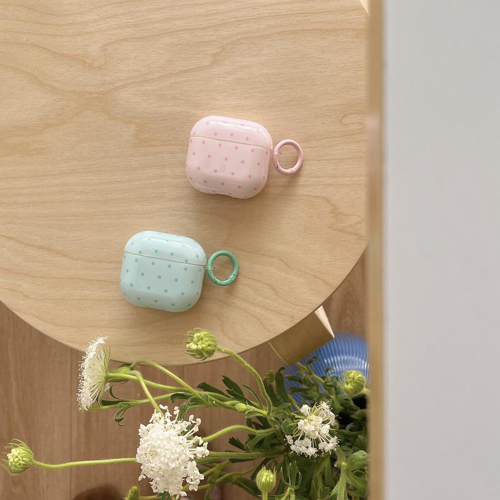 Fresh Pink and Green Polka Dots Are Suitable for AirPods1 Protective Case Pro1 Apple Wireless Bluetooth Headset Case 1st Generation Soft Case.