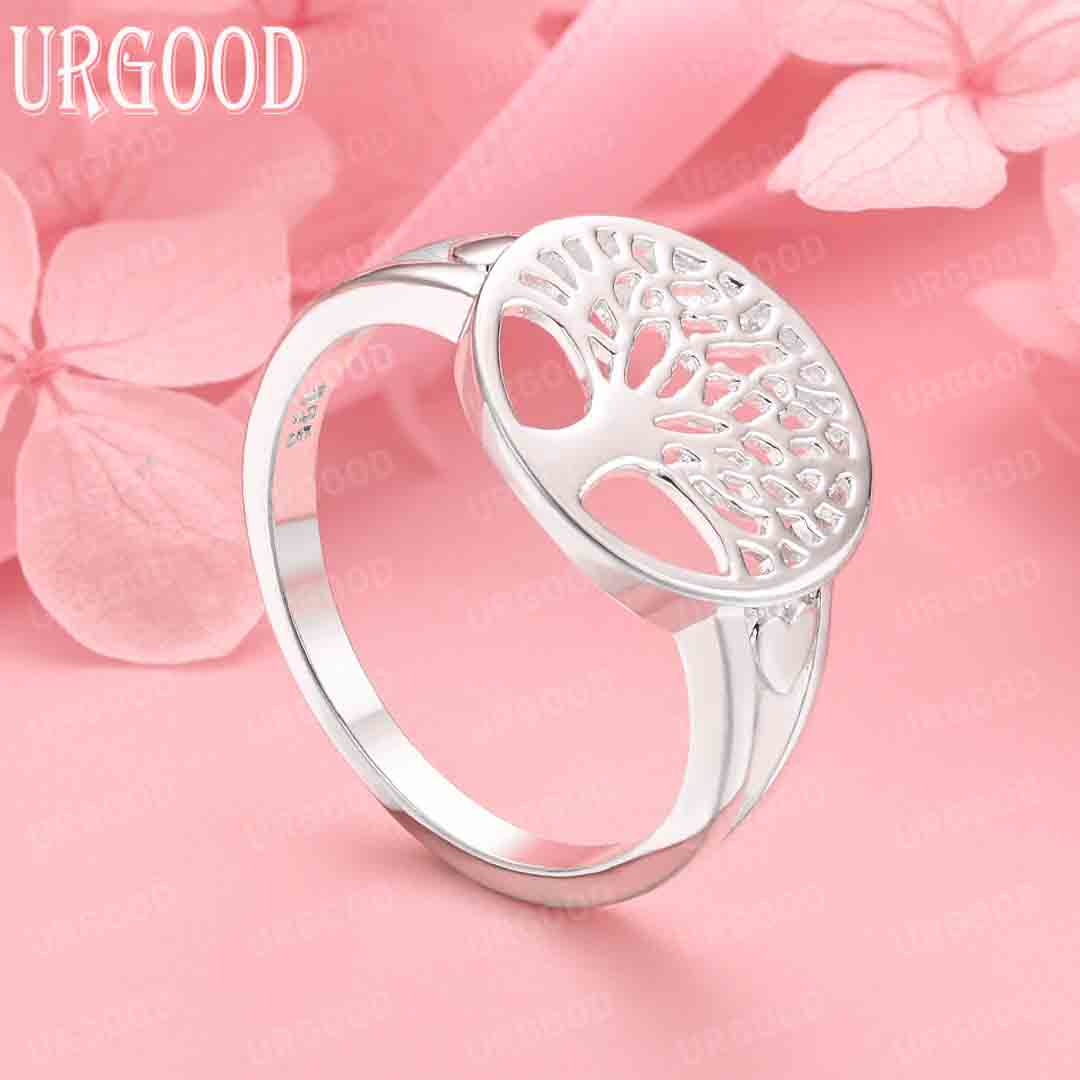 

925 Sterling Silver Wedding Jewelry Fashion Tree Ring 7#