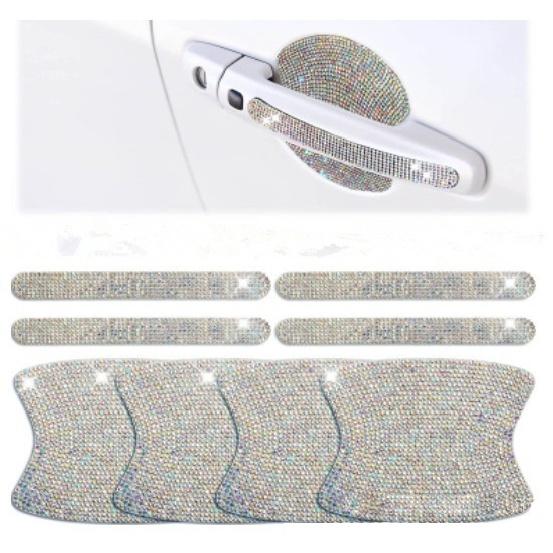 Autocollants de poignée de porte de voiture en strass, autocollants de protection de poignée de porte à paillettes en cristal, autocollants de sécurité anti-rayures réfléchissants pour voiture