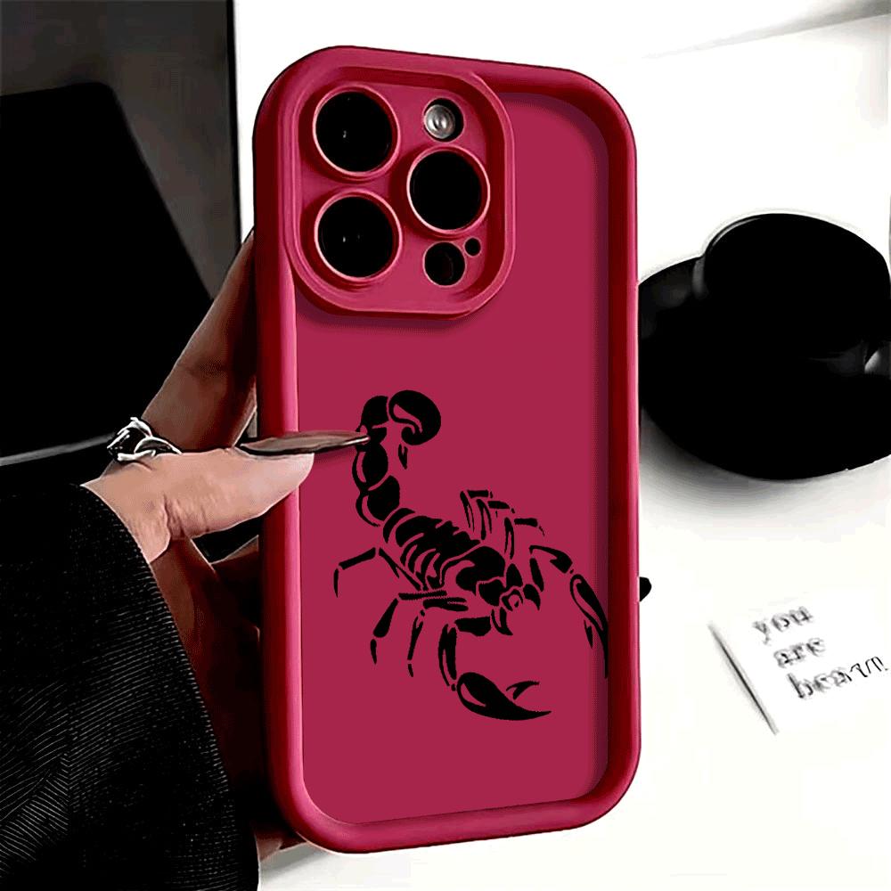 Shockproof Phone Case For iPhone 16 15 14 13 12 11 Pro Max Plus/Mini XS Funny Black Crab Pattern TPU Lens Protect Soft Cover