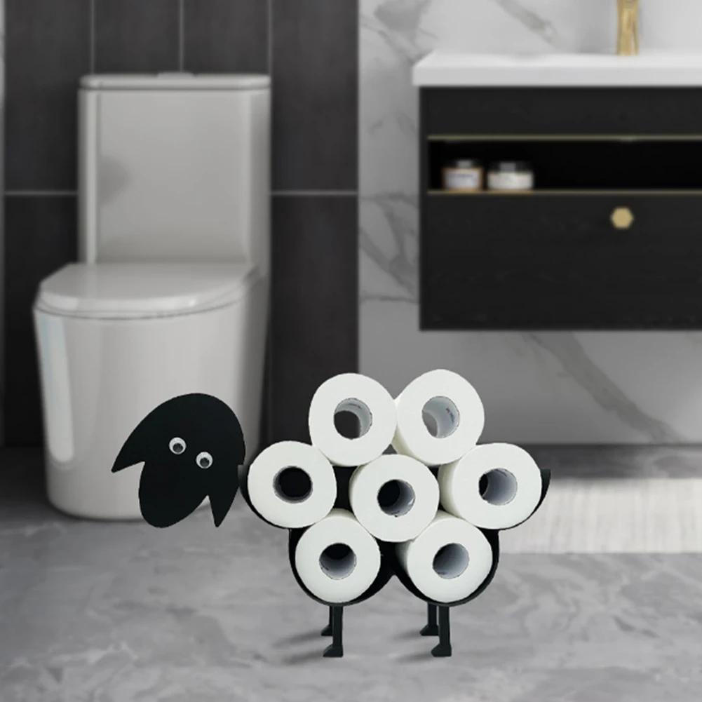 Metal Sheep Toilet Paper Roll Holder Wall Mounted Free Standing Toilet Roll Holder Hold Up To 7 Rolls Toilet Paper Stand Shelf