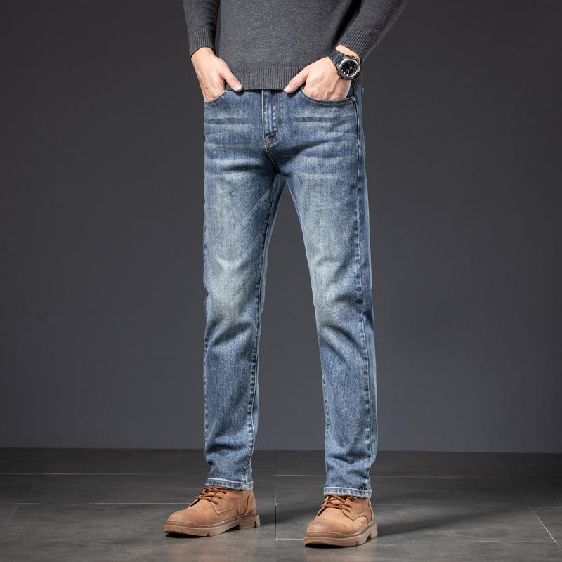 

2025 Новые осенне-зимние мужские джинсы модного бренда прямые эластичные повседневные модные брюки универсальные утягивающие брюки 34
