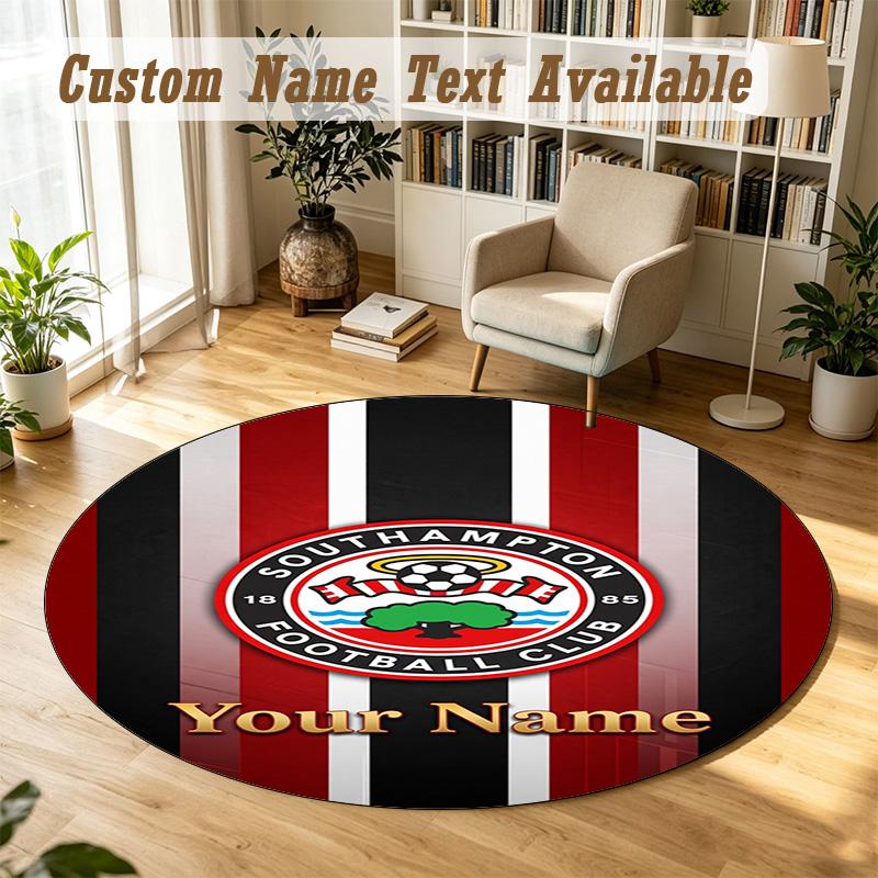 Round Rug Custom NameSouthampton FC Pattern Non Slip Carpet Home Floor Decor