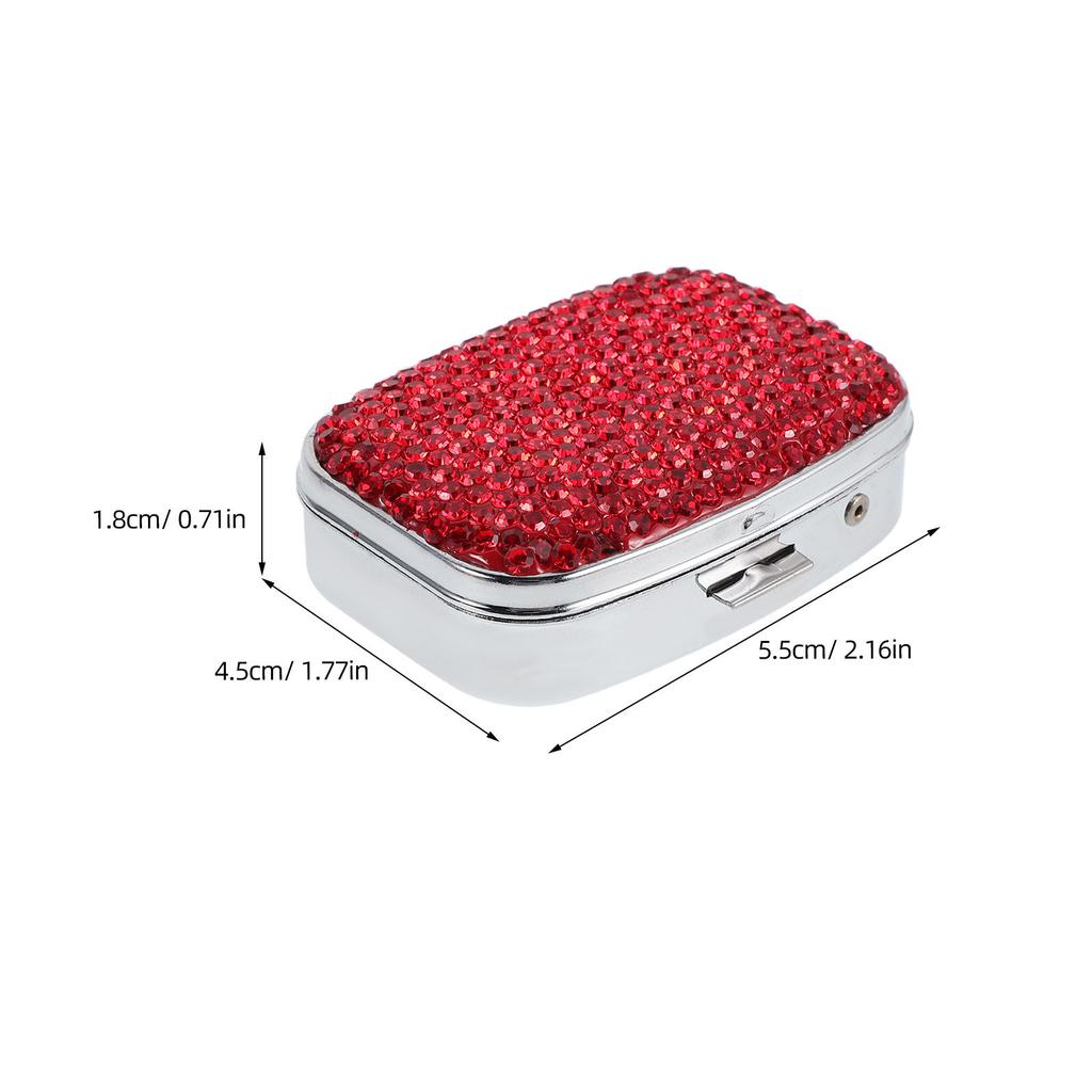 2Pcs Bling Travel Pill Holder Multi-Compartment Medicine Organizer Compact Case for Purse Daily Essentials Storage