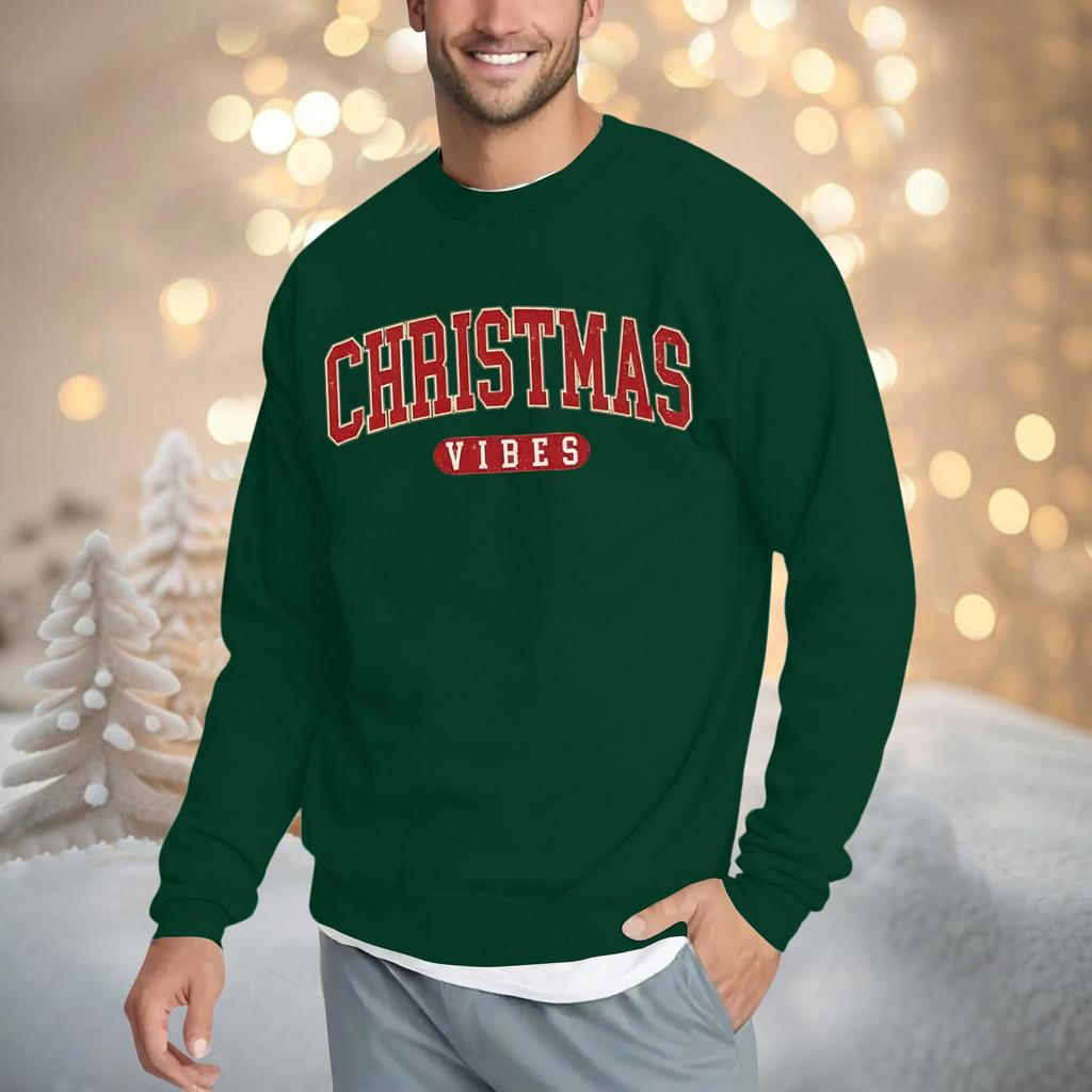 Pánská vánoční mikina volného střihu s kulatým výstřihem