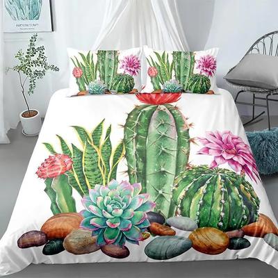 Kaktüs Nevresim Takımı Egzotik Bitki Dikenli Armut Sukulentler Yatak Takımı Çocuk Genç Kaktüsü Seviyorum King Boy Polyester Yorgan Kılıfı