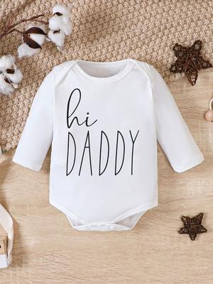 Newborn Long Sleeve Bodysuit Printed "Hi DADDY" Round Neck Long Sleeve Bodysuit Toddler Clothing