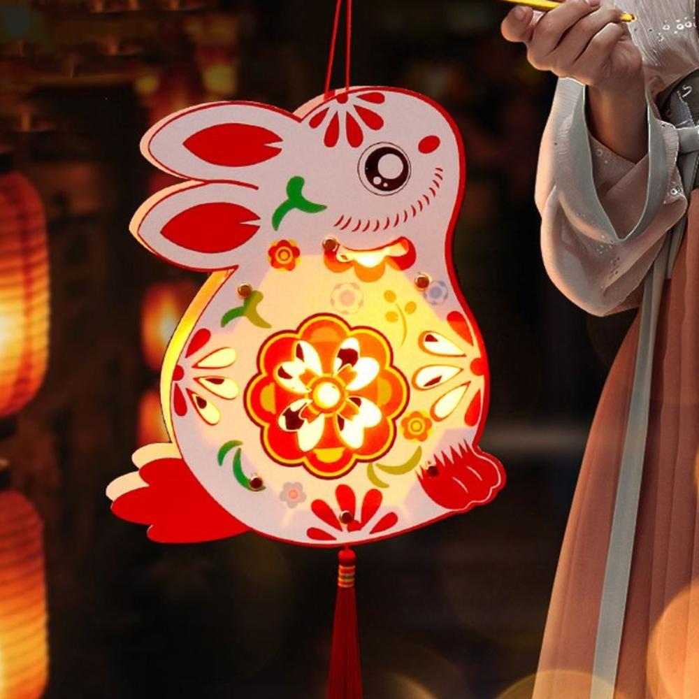 Antique Rabbit Flower Lantern Cartoon Lantern DIY Material Package  Mid-Autumn Festival