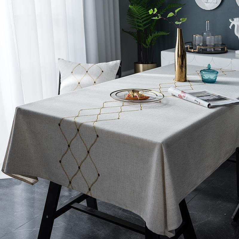 Водонепроницаемая Современная Простая Американская Вышивка Маленькая Свежая Геометрическая Скатерть Прямоугольная Скатерть для Кофейного Столика Скатерть для Обеденного Стола 90x90