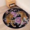 1PcscTiger Print Round Area Rug Indoor Non-Slip Washable Fiber Carpet Soft Comfortable Mat For Bedroom Living Room