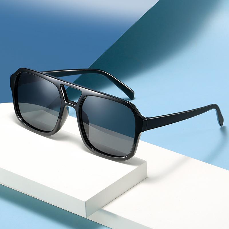 Candy-Colored Double-Beam Retro Square Sunglasses – Trendy UV Protection Specs