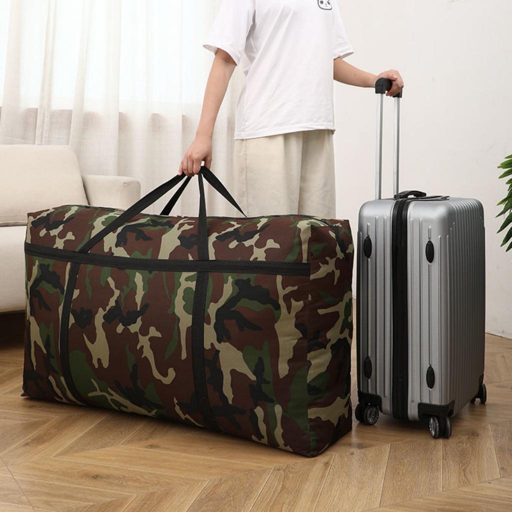 Camouflage 150L Extra Large Moving Bags, Heavy Duty Storage Bags, Oxford Cloth Wrap Around Handles Double Zipper, Reusable