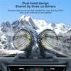360 Degree Rotation Dual Head Vehicle Car Cooling Fan 12V Real-time Temperature
