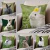 Cute Pastoral Rabbit Cushion Cover Throw Pillow Cover Hidden Button Durable Polyester Chair Cushion