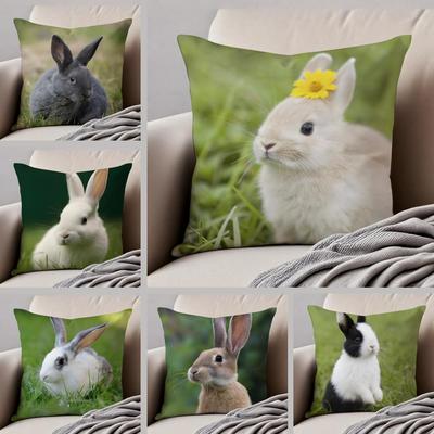 Niedlicher ländlicher Kaninchen Kissenbezug Überwurf Kissenbezug Verdeckter Knopf Langlebiges Polyester Stuhlkissen