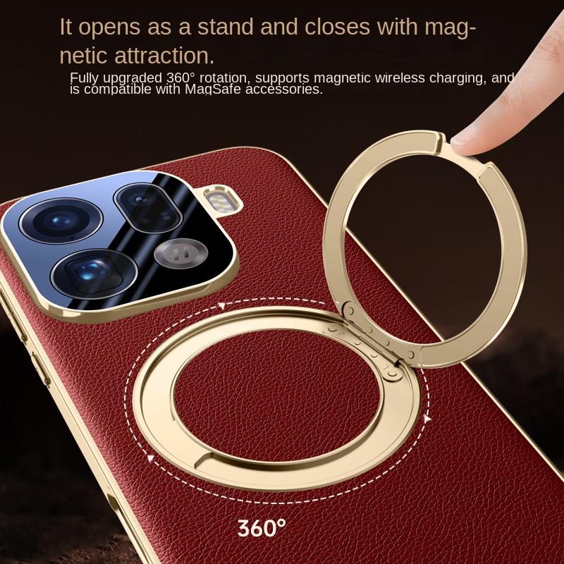 For OPPO Find X9 X9 Pro Leather Texture Strap with 360° Rotating Stand Magnetic Ring, Anti-fingerprint Phone Case