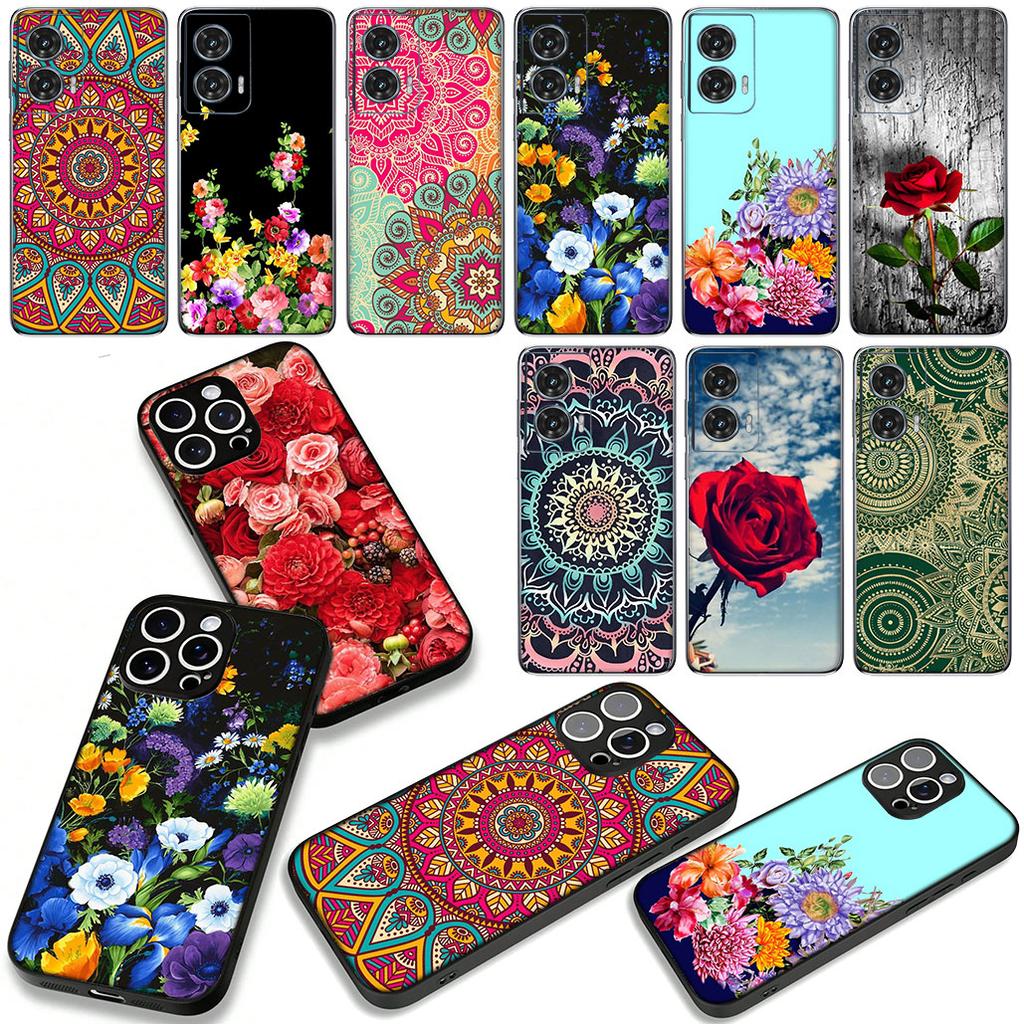 for Samsung Galaxy A55 A54 A25 A36 A17 A26 A35 A33 A34 A37 S20 S21 FE S10 Plus Case Floral Paisley Mandala Flower Texture Rose