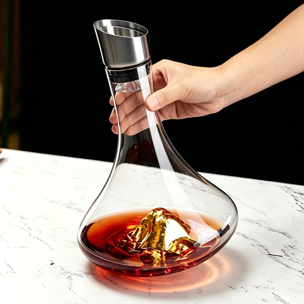 Waterfall Quick Red Wine Decanter - European Glass Wine Pot with Creative Mountain Design & Filter