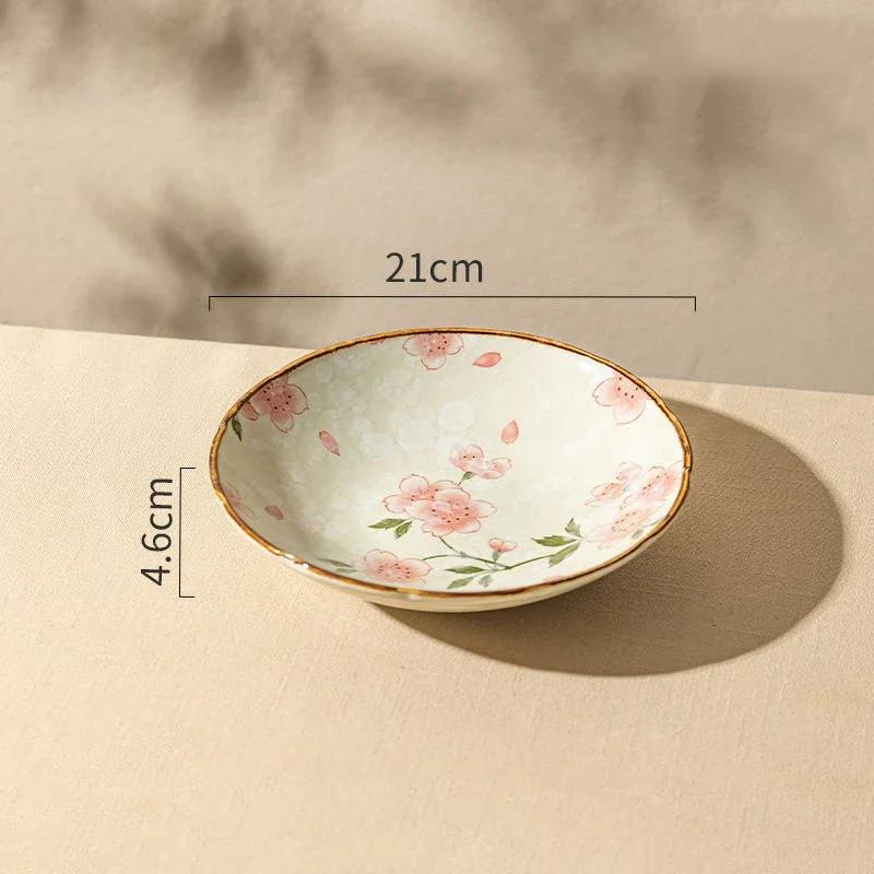 Farfurii Ceramice cu Flori în Stil Japonez, Restaurant High-End, Farfurie pentru Salată/Fructe, Farfurie pentru Cină pentru Acasă cu Mâncăruri Delicioase, Veselă Unică